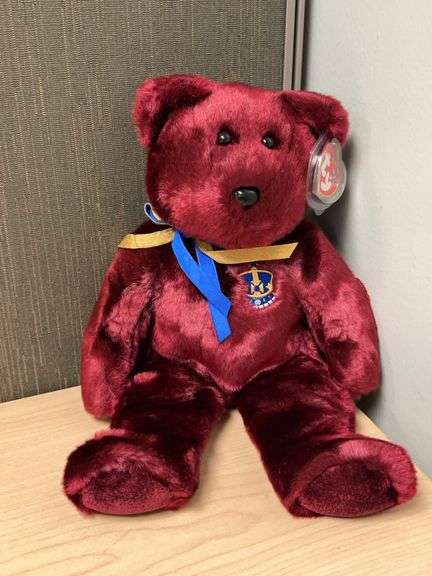 Ty Beanie Buddy Britannia The Bear 2000 With Tag 14-Inch Burgundy Plush – Beanie Buddies Collection