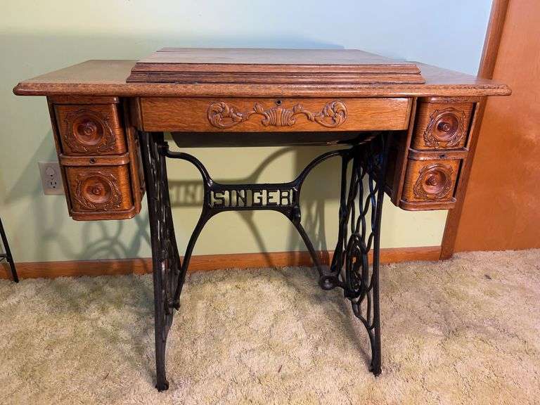 Tiger Oak Treadle Sewing Machine Stand