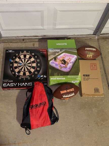 Dartboard, Pool Float, Footballs & Sporting Goods