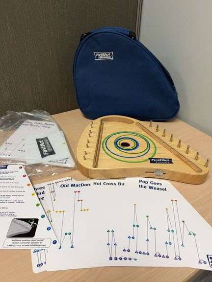 First Act Discovery Lap Harp Set with Song Cards, Tuning Key, and Carrying Case, Circa 21st Century,