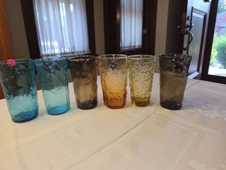 Morgantown/seneca crinkle glass tumblers 6 pcs