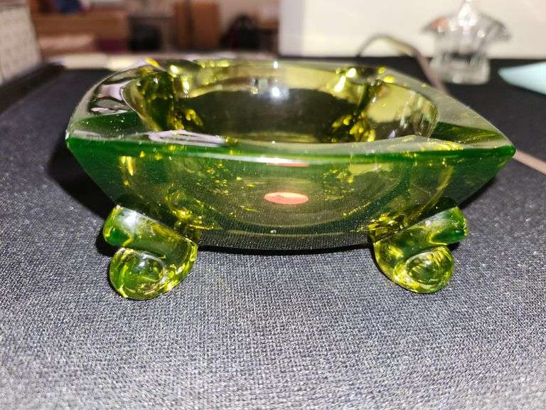 Tiffin green 4.5" ashtray FTD bowl 5.5"