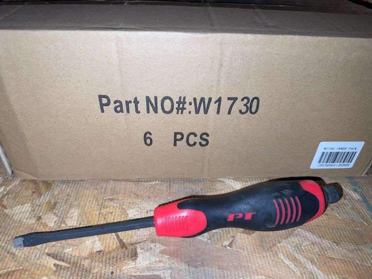Designated Box Box of PT Flat head screw drivers - Auction Ohio