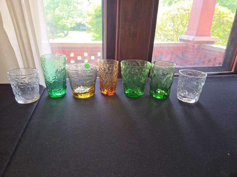 Morgantown/seneca crinkle glass tumblers 7 assorted