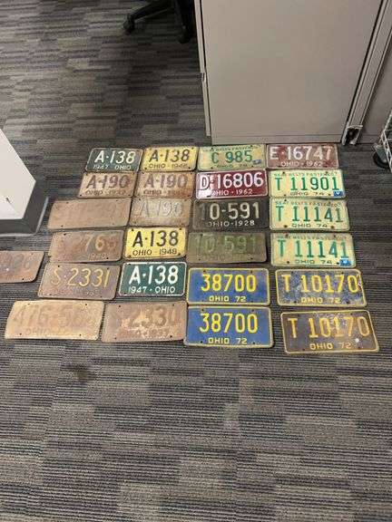 Ohio License Plates 1920s to 1970s Assorted Years