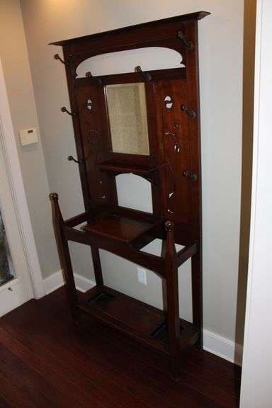 Finial Robe Hook Antique Hall Tree - Auction Ohio