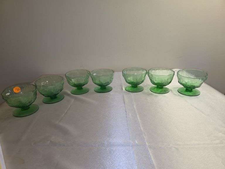 Morgantown/Seneca crinkle glass sherbert 7 pcs