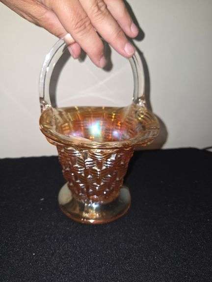 Carnival glass basket weave