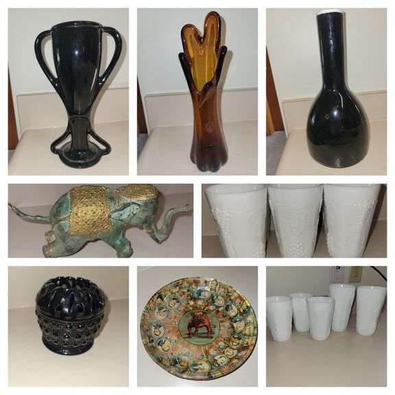 VARIETY OF ANTIQUE GLASS PIECES 