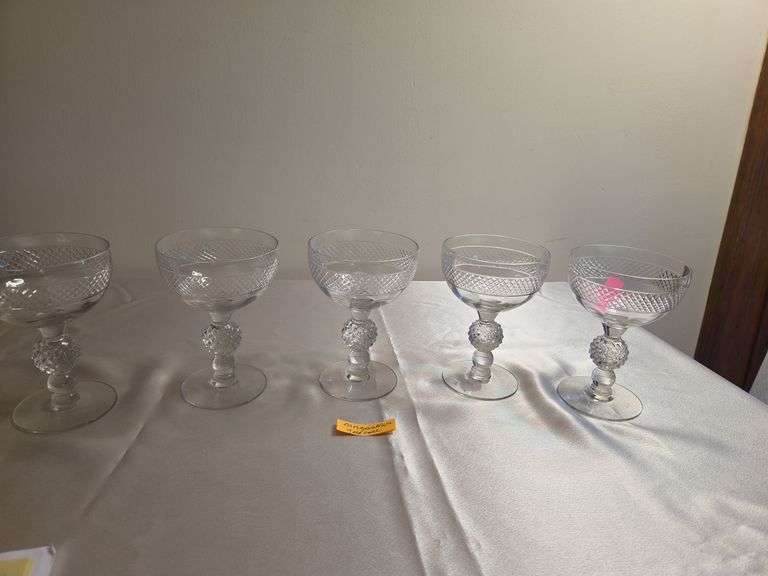 5-Morgantown/Seneca Golfball stems crinkle glass