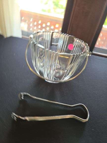Fostoria sunray ice bucket original tongs