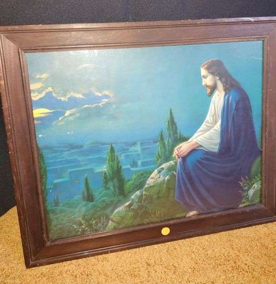 Lithograph of Jesus on the Mount of Olives - R.A. Fox?