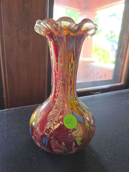 SPANGLED GLASS VASE- 7"/y T