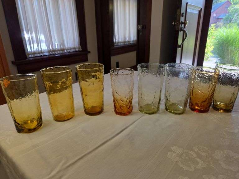 Morgantown/seneca crinkle glass tumblers 8 pcs