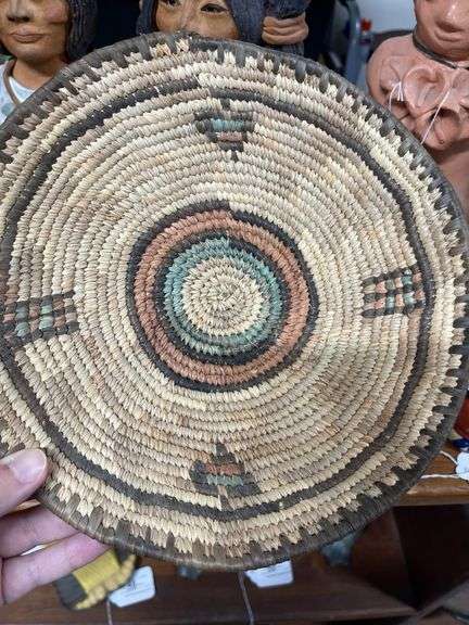 Red Clay Statue with Woven Basket
