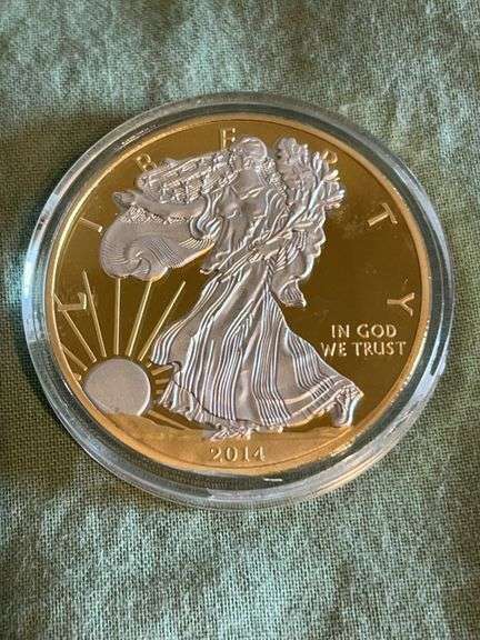 American Silver Eagle Silver Coin with 24k Gilding