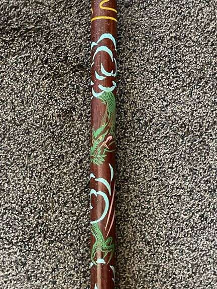Carved Wood and Brass Cane