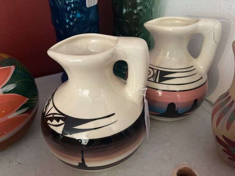 Two Native American Glazed Decorative Pitchers