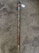Carved Wood and Brass Cane