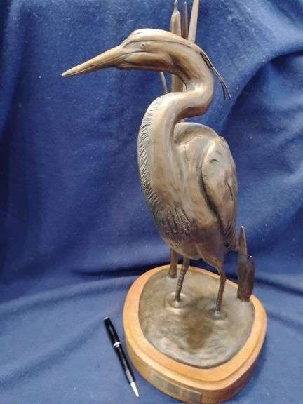 Great Blue Heron Bronze on Spinning Display- Charles Wilson