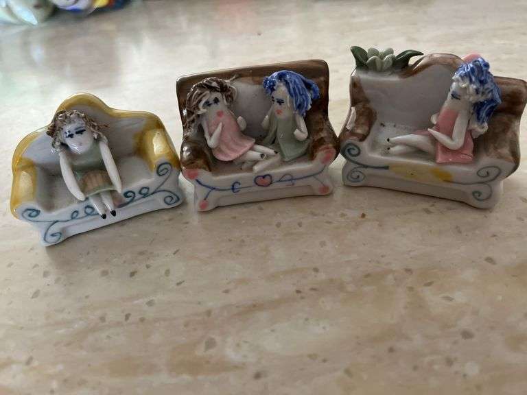 Three Porcelain Pieces of Women on Couch