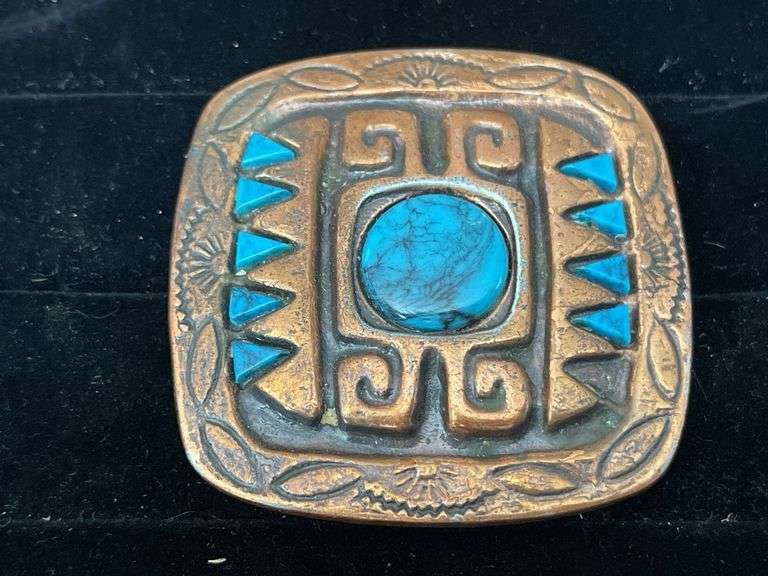 Copper and Turquoise Belt Buckle