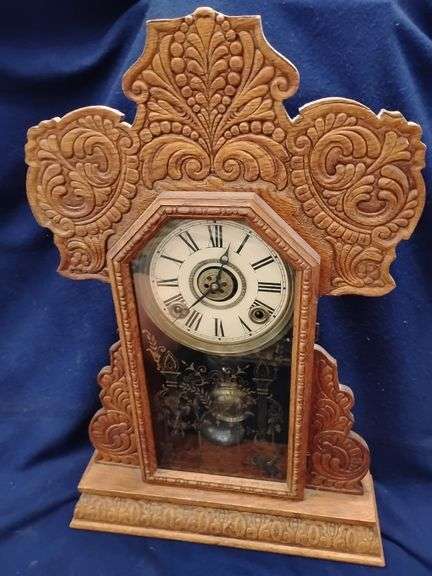Antique William L. Gilbert Concord No. 3 Oak 8-Day Kitchen Mantel Clock, Maintained and in Working O