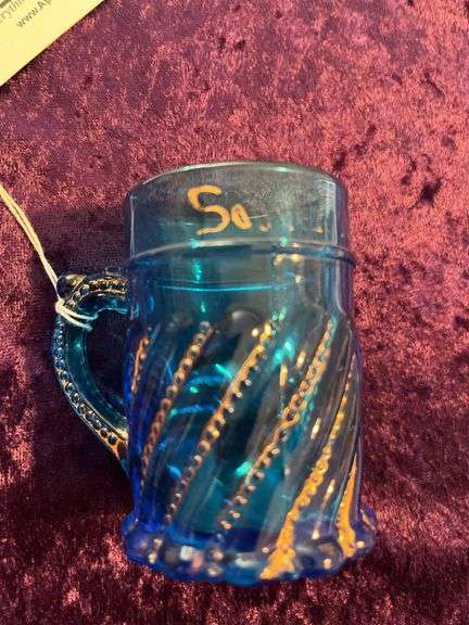 Antique Souvenir Pressed Blue Glass