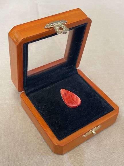 Wood Jewelry Box with Ceramic Bead