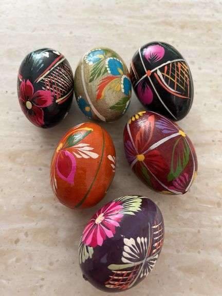 Six Handpainted Eggs