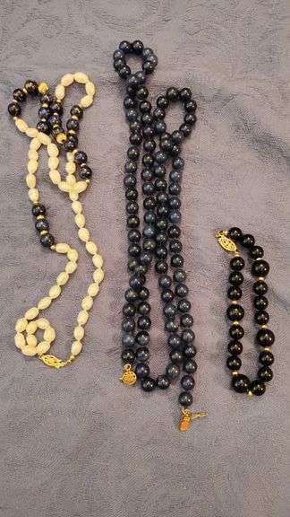 Two Necklaces and a Bracelet - One Pearl Necklace with 14K Stamped on Clasp, and Others