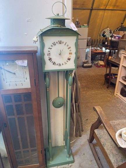 Freestanding Green and Gold Lightbox Clock