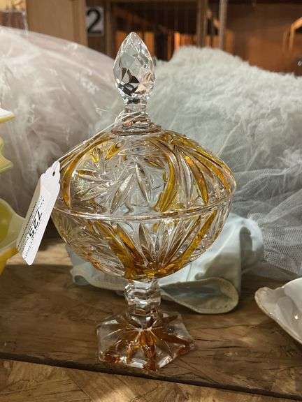 Vintage Crystal Covered Candy Dish