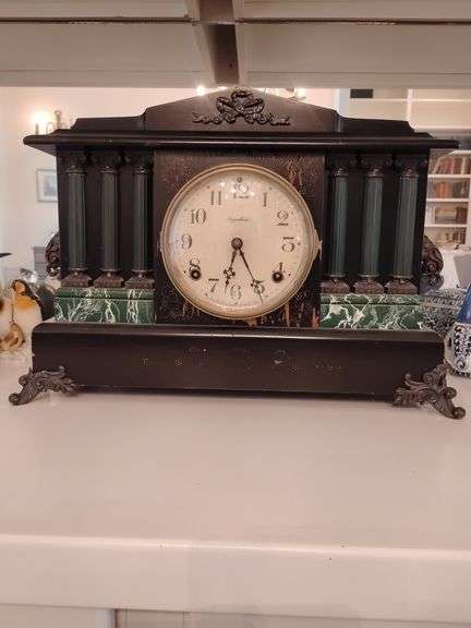 Antique E. Ingraham Colonnade Mantel Clock, Maintained and in Working Order