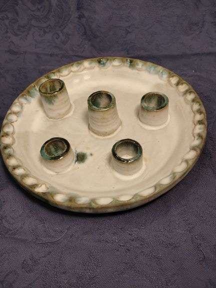 McCarty Pottery Jade Candle Plate - Handcrafted Ceramic