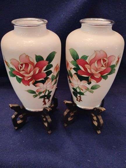 Pair of Vintage Cloisonné Japanese Vases