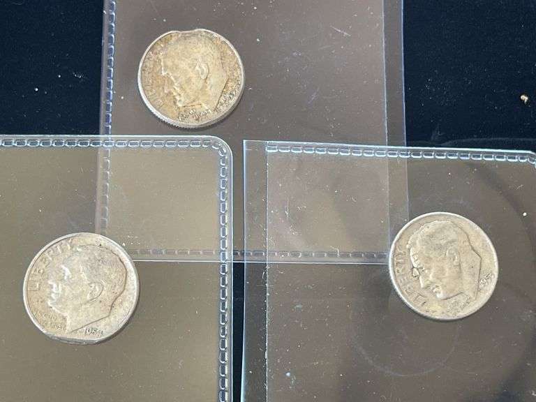Three Chipped Planchet Dimes