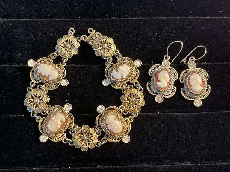 Cameo Bracelet and Earrings