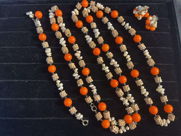 Vintage Art Deco Jewelry Set - Necklace, Bracelet, and Earrings