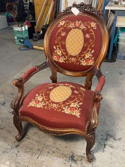 Antique Burgundy Parlor Chair