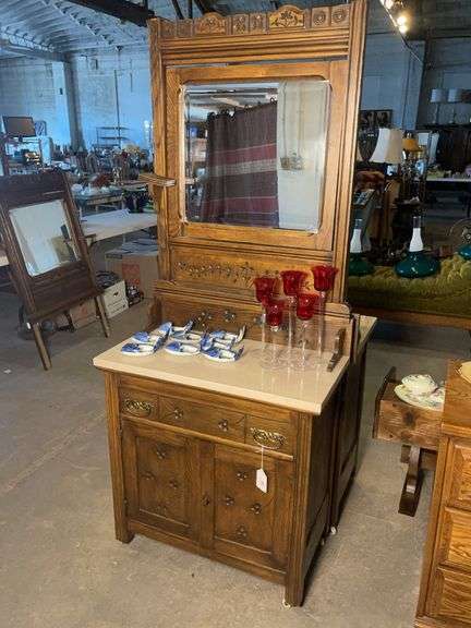 Vintage Marble Top Wash Stand - Does Not Include Items