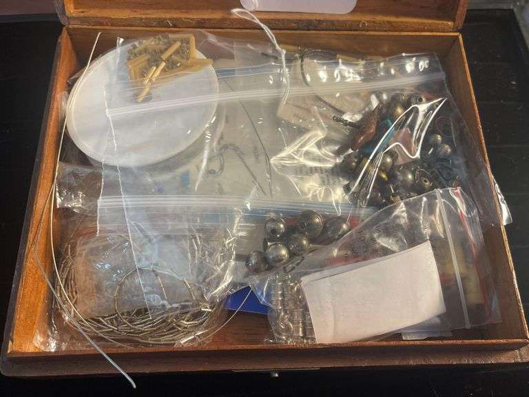 Wood Box with Jewelry Making Pieces