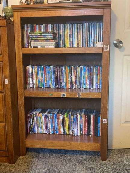 Three-Shelf Bookcase with Kid’s Movies