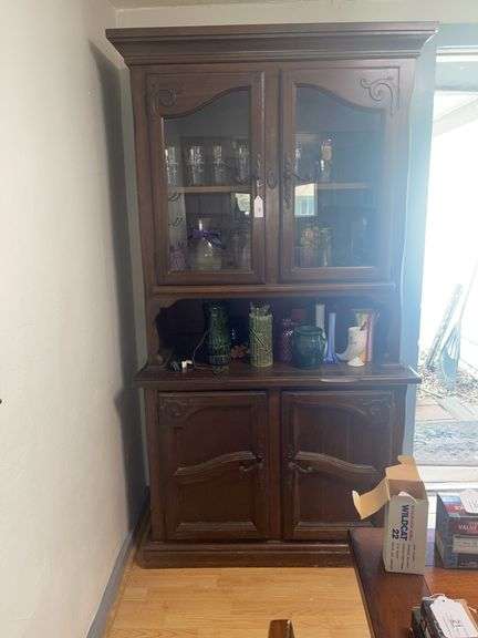 Vintage Dark Finish China Cupboard - Does Not Include Items