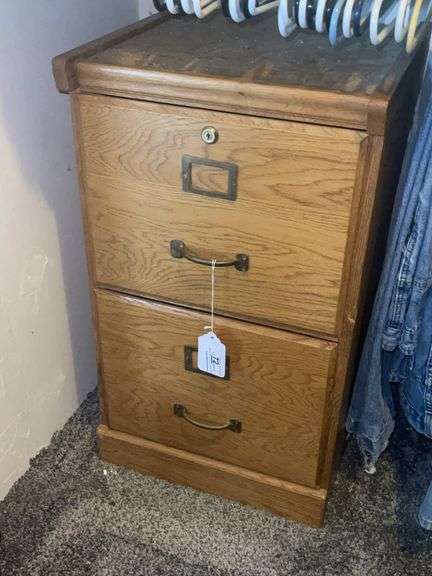 Locking Wood Filing Cabinet - No Keys