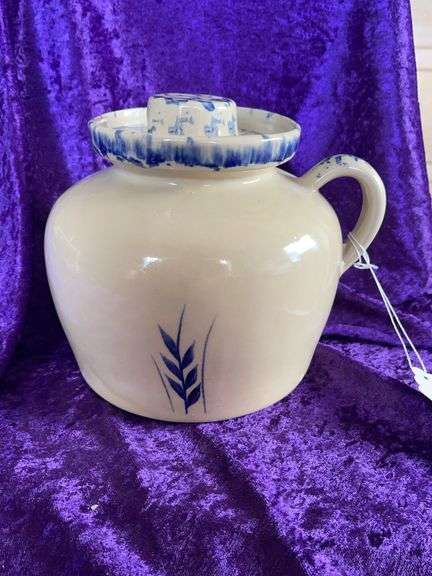 Vintage Roseville Spongeware Lidded Jug