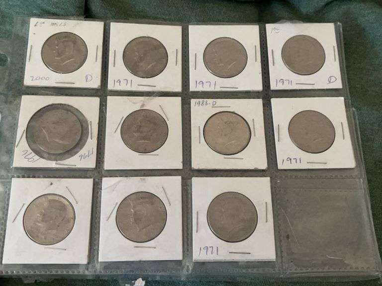 Eleven Kennedy Half Dollars