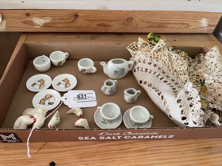 Mini Tea Set Pieces with Doilies