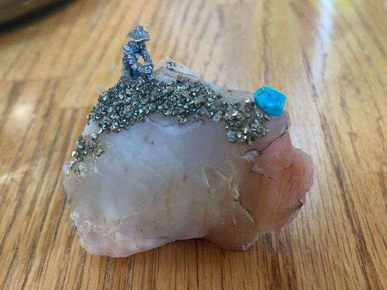 Quartz with Pewter Prospector and Turquoise