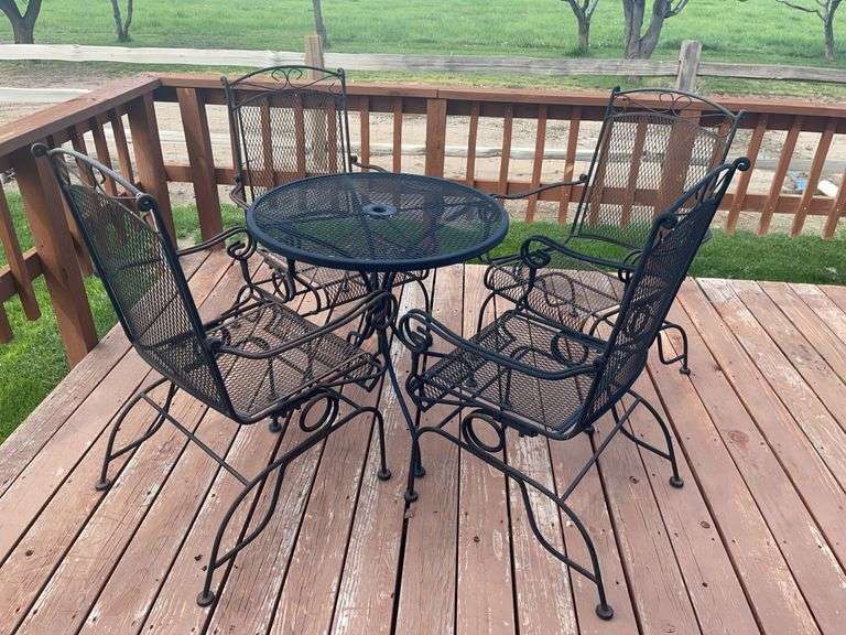 Wrought Iron Four-Person Bouncer Patio Set